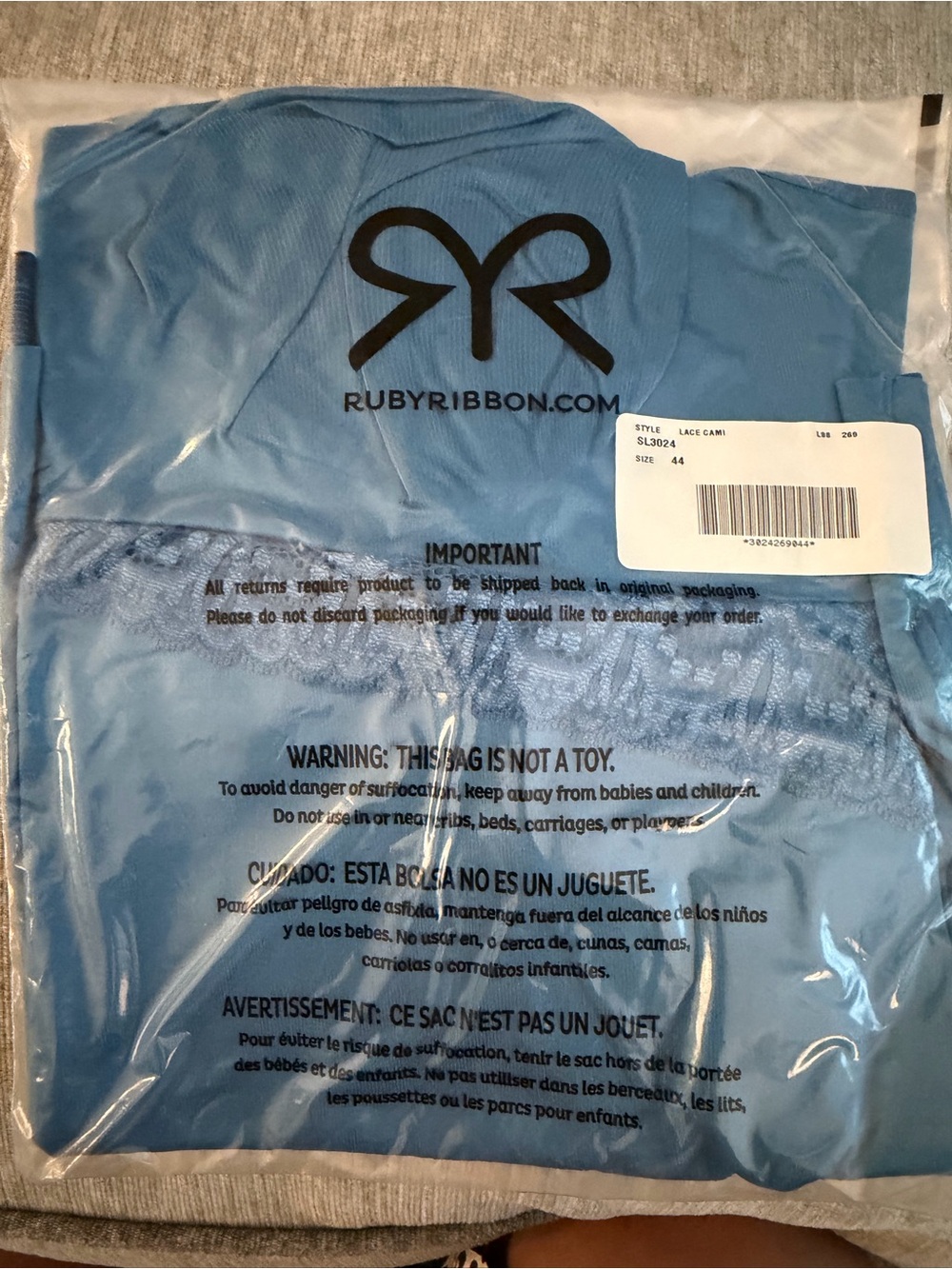 Ruby Ribbon Light Blue Lace Cami